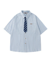 Simple striped short-sleeved shirt