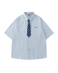 Simple striped short-sleeved shirt