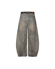 Distressed embroidered jeans