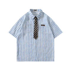 Striped short-sleeved shirt