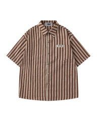 Retro striped short-sleeved shirt
