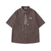 Vintage check short-sleeved shirt