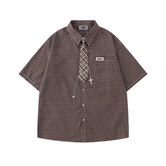 Vintage check short-sleeved shirt
