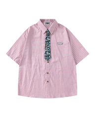 Retro plaid short-sleeved shirt