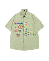 Retro fun cartoon embroidered shirt