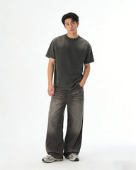 Corduroy Distressed Straight-Leg Pants