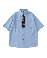 Retro plaid short-sleeved shirt