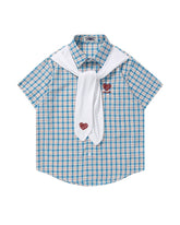 Heart-embroidered short-sleeved shirt (women's)