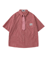 Retro plaid short-sleeved shirt
