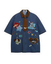 Cartoon Embroidered Short-Sleeve Shirt