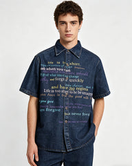 Retro washed English short-sleeved shirt