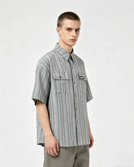 Casual striped short-sleeved shirt