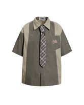 Color-blocked short-sleeved shirt