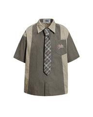 Color-blocked short-sleeved shirt