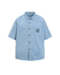 Retro embroidered short-sleeved shirt