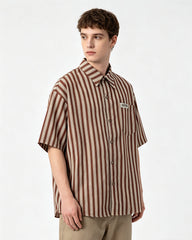 Retro striped short-sleeved shirt