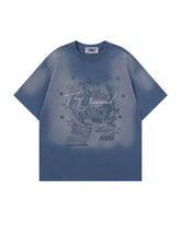 Faded distressed short-sleeved top
