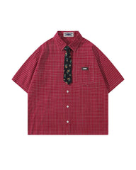 Vintage check short-sleeved shirt