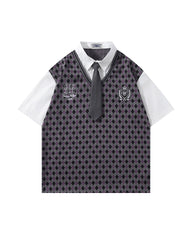 Faux Two-Piece Tie Short Sleeve