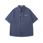 plaid short-sleeved shirt