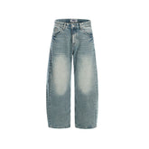 Washed curved jeans