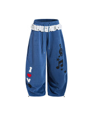 Retro patchwork curved trousers