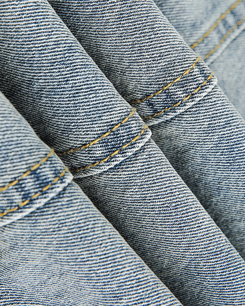 Patchwork color-blocked loose-fitting jeans