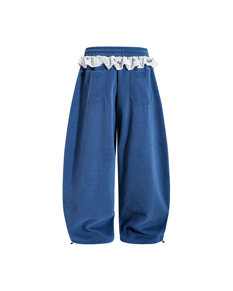Retro patchwork curved trousers