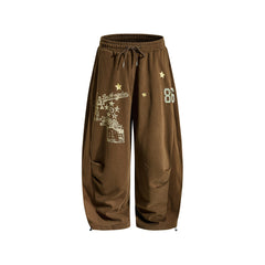 Retro letter casual pants