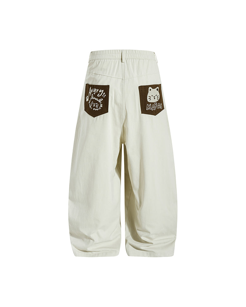 Cute color-blocked casual trousers