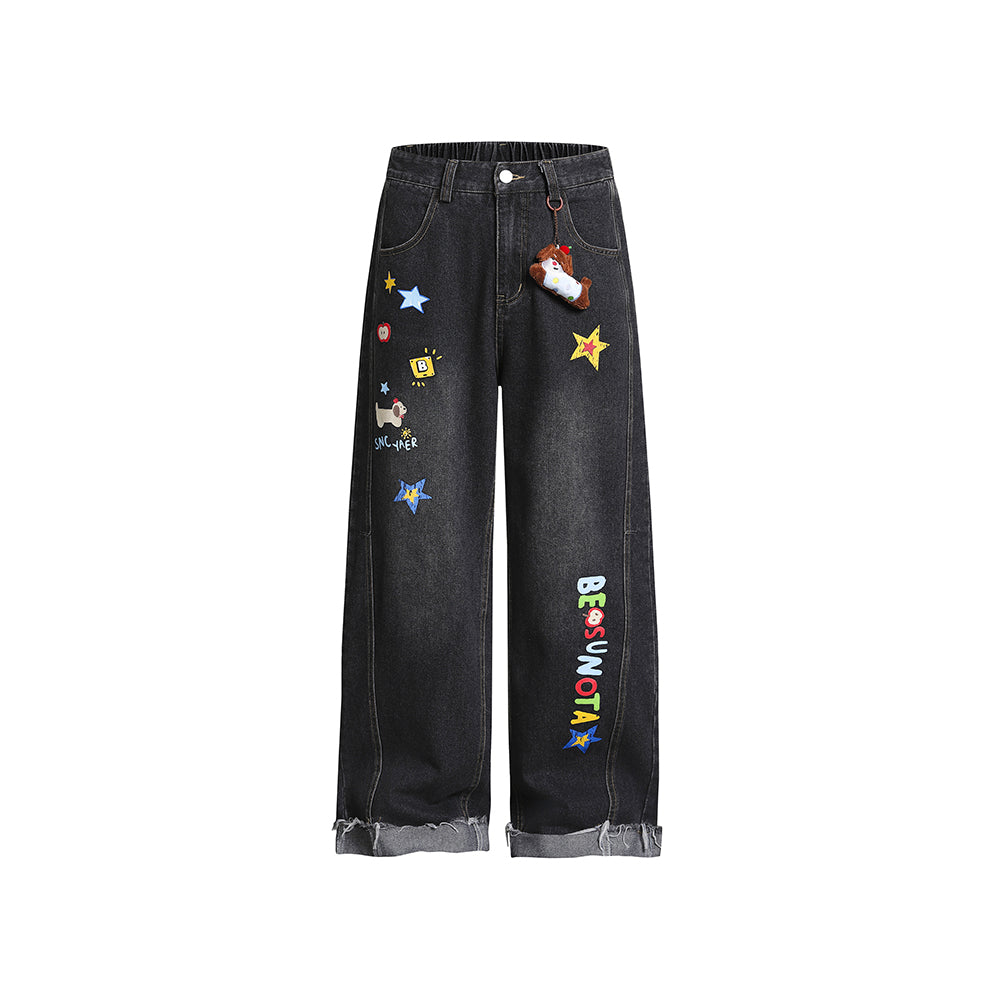 Fun straight-leg denim pants