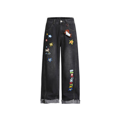 Fun straight-leg denim pants