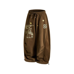 Retro letter casual pants