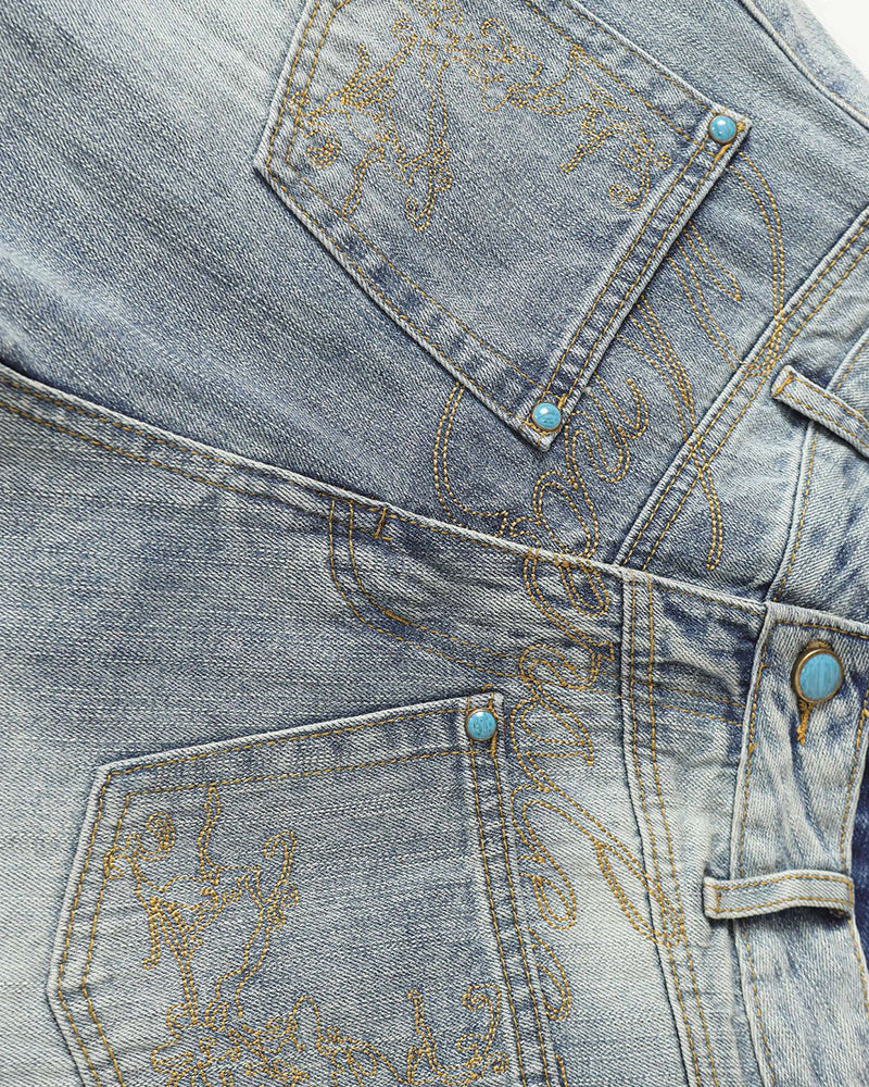 Loose-fitting washed denim jeans