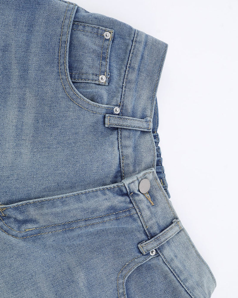 Washed Simple Denim Pants