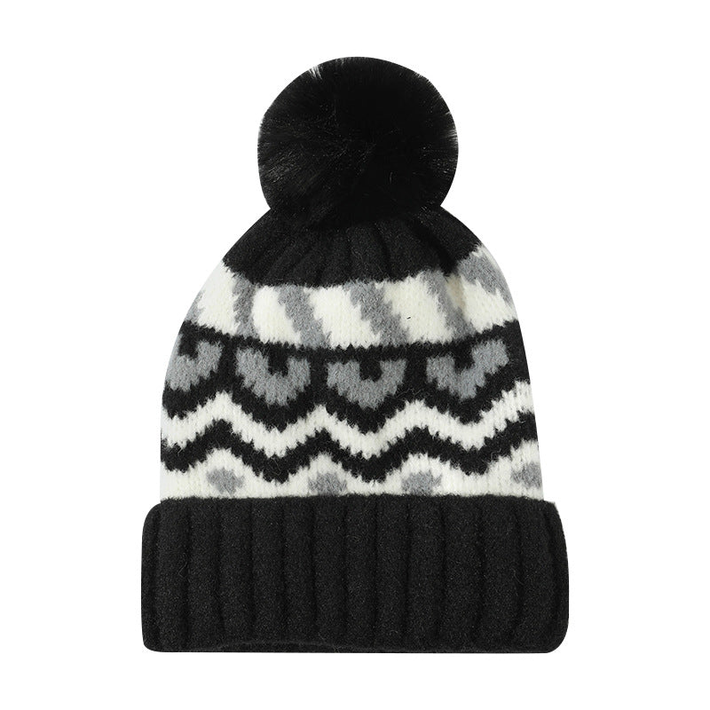 Retro color matching warm ear protection hat