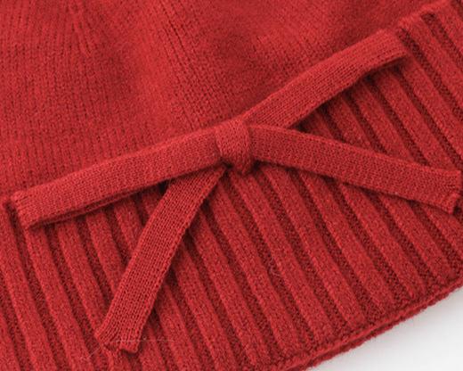 Double thickened solid color bow hat