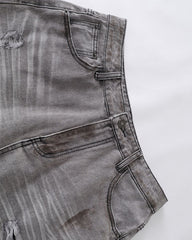 Distressed washed straight jeans
