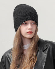 Knitted beaded toe cap