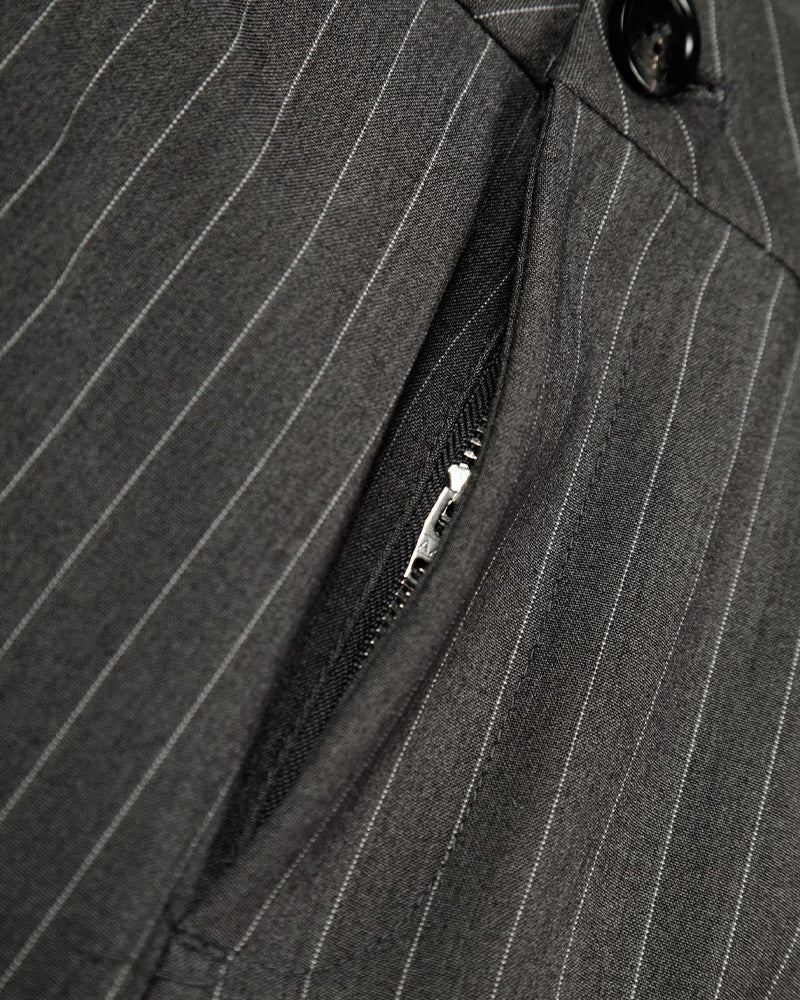Vertical striped straight-leg pants