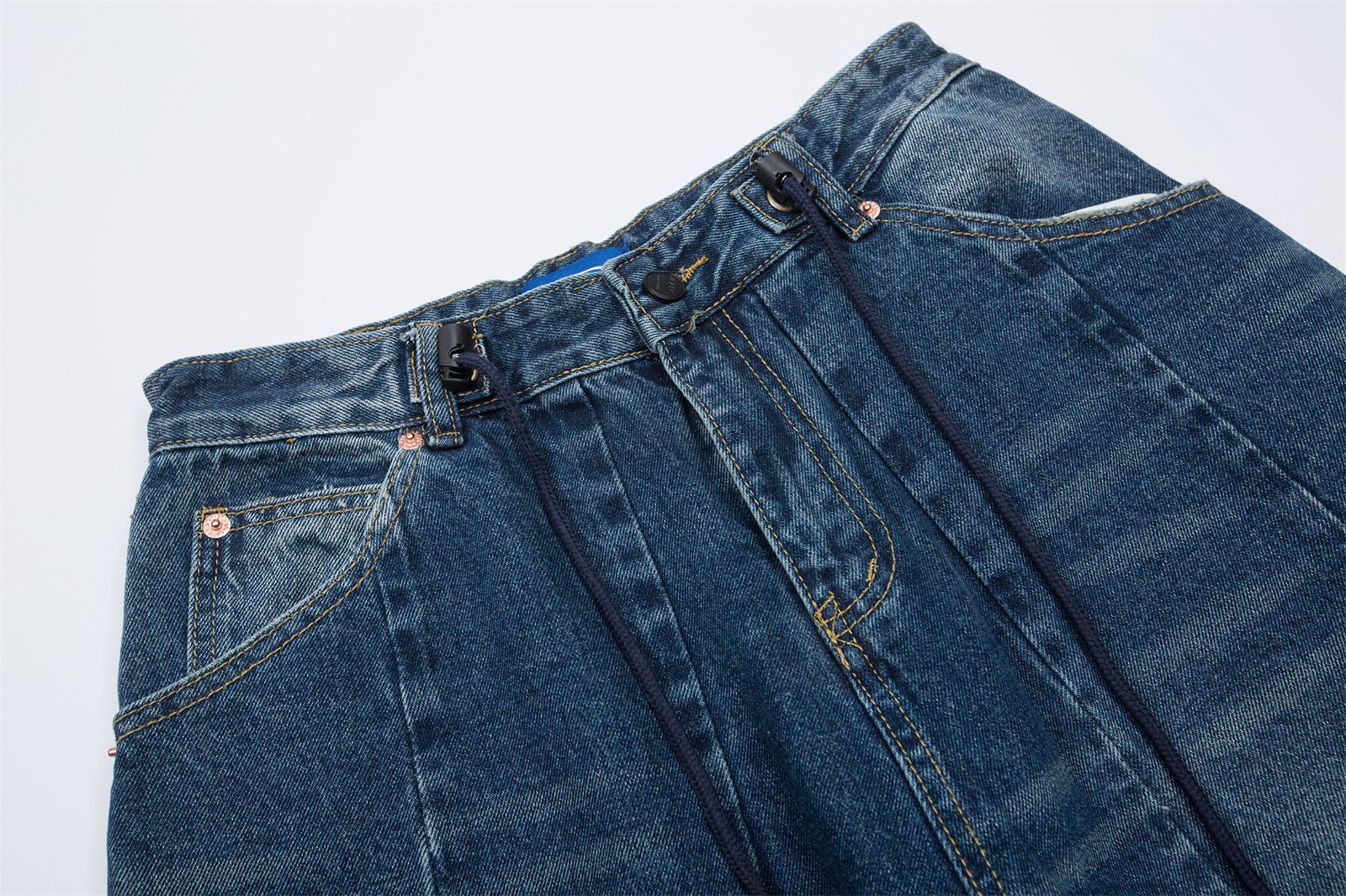 Vintage washed denim trousers