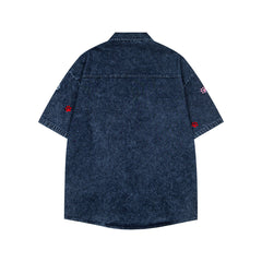 Dog Embroidered Denim Shirt
