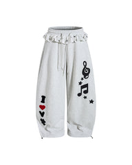 Retro patchwork curved trousers