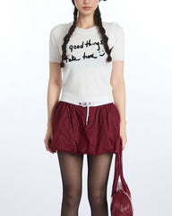 Letter short-sleeved knit sweater