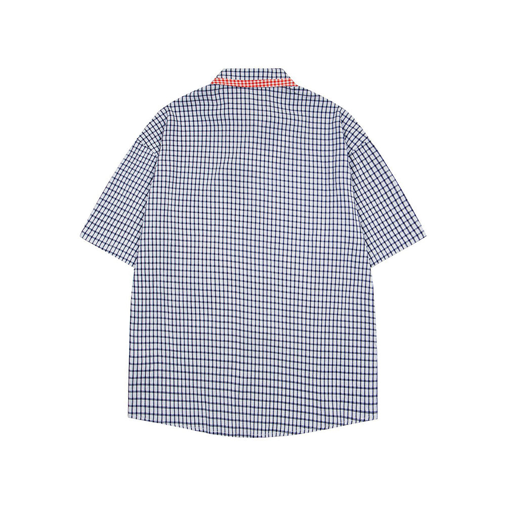 Plaid cat short-sleeved shirt