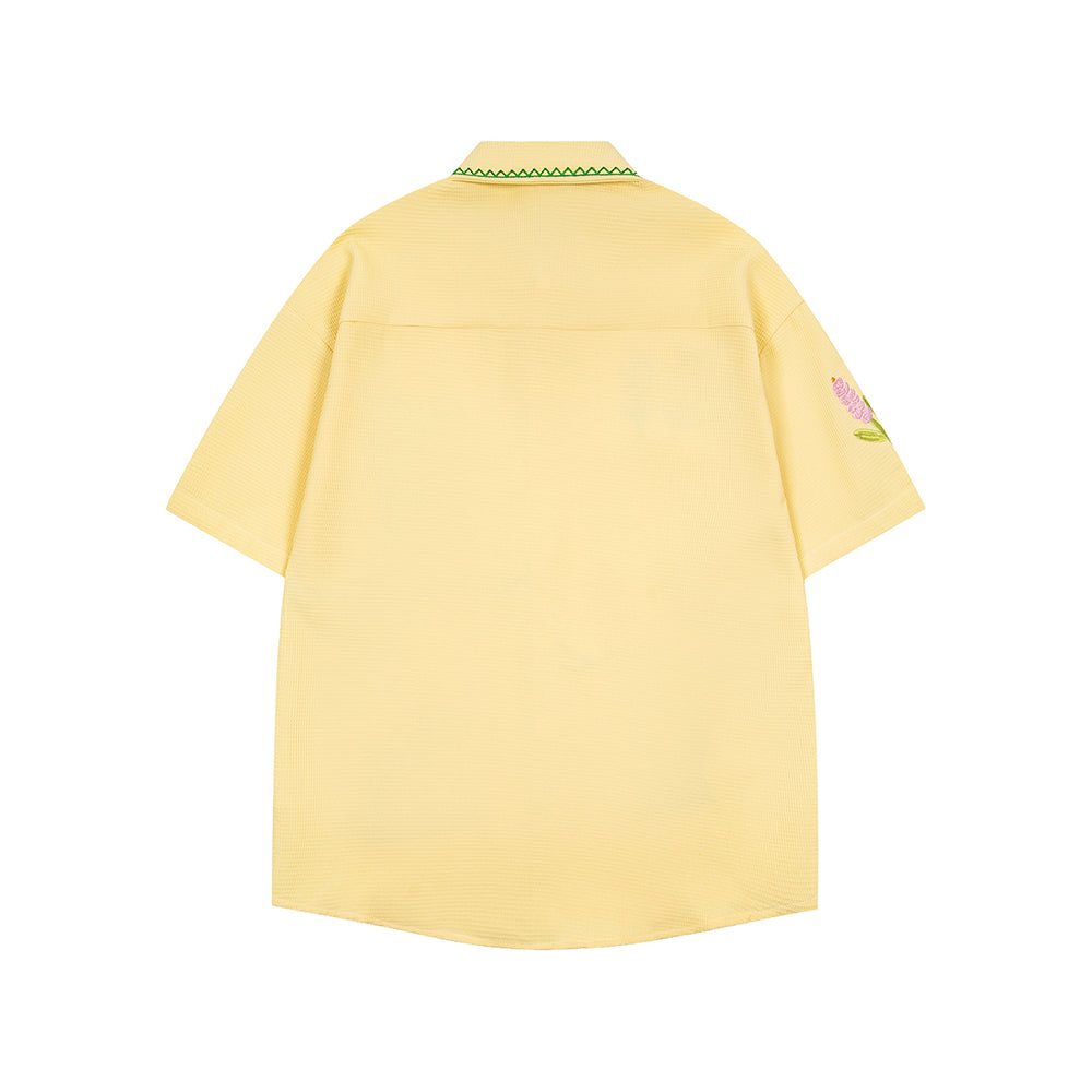 Plant embroidery short-sleeved shirt