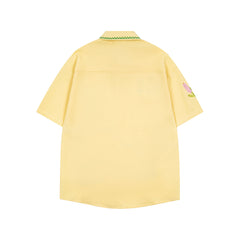 Plant embroidery short-sleeved shirt