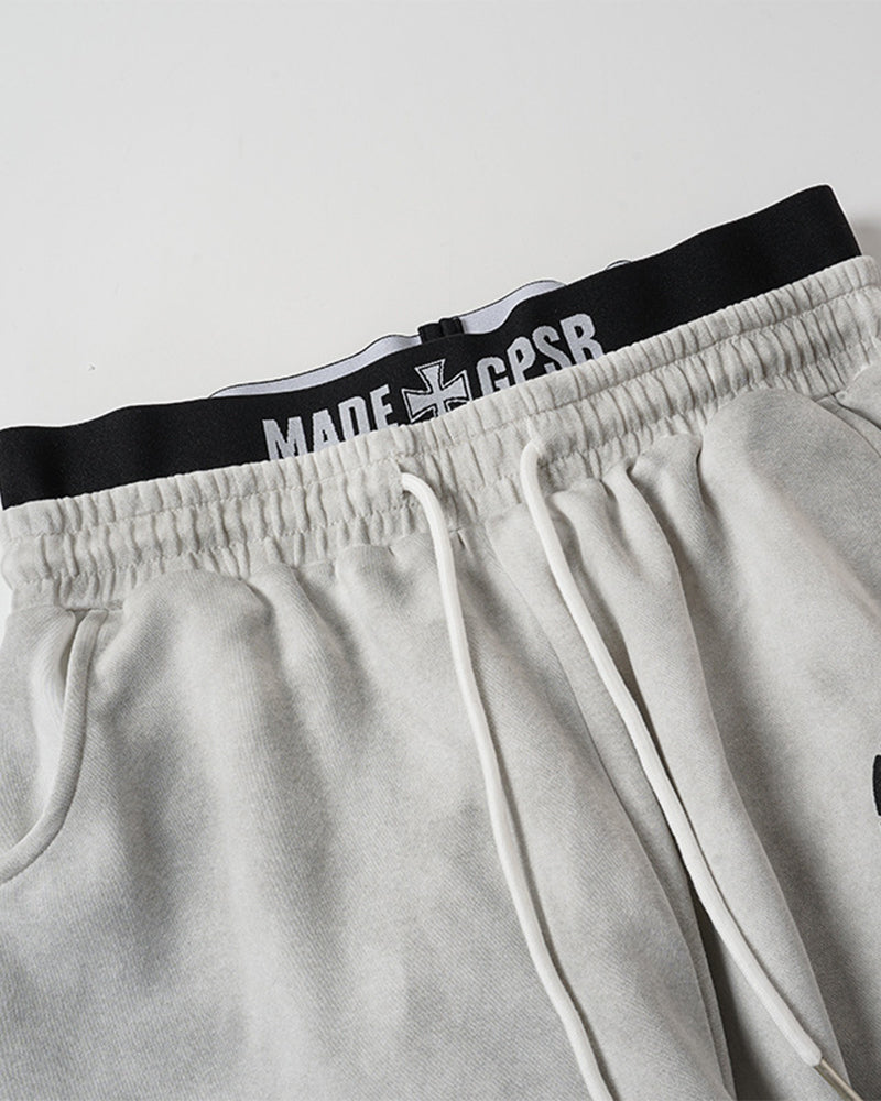 Double-waisted casual trousers