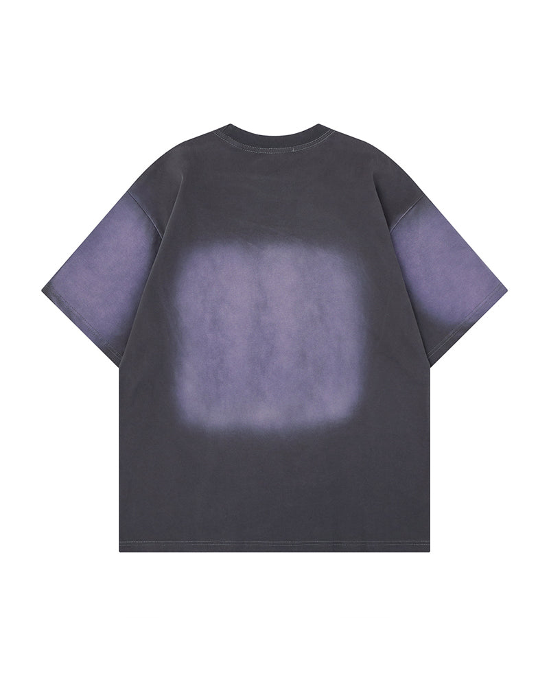 Distressed printed short sleeves