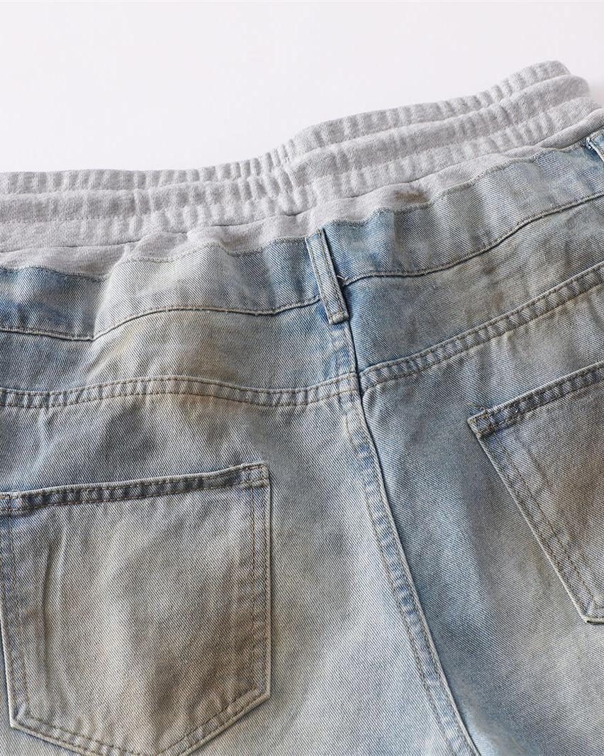 Patchwork ripped jeans